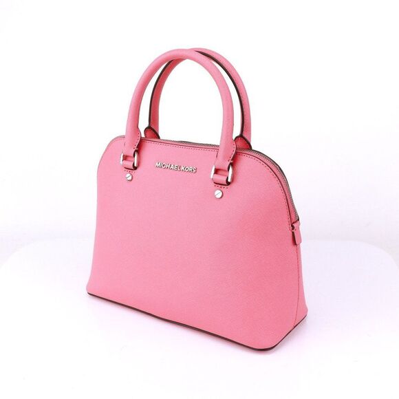 NWT Michael Kors Saffiano Leather Cindy Medium Satchel Bag Tote Coral $258 - Picture 3 of 10